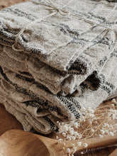 Load image into Gallery viewer, Natural Black/Stripe Linen Tea Towel
