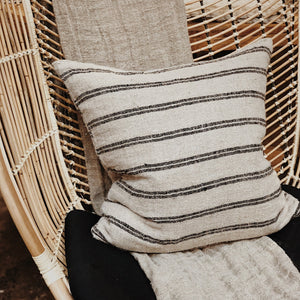 Angaston Handloomed Cushion Cover black stripe/Natural 60 x 60