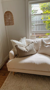 Alder Handloomed Cushion Cover with Fringe (reversible)