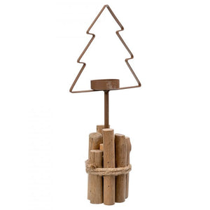Christmas Tree Tea Light Holder - Large - Natural/Rust