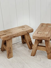 Load image into Gallery viewer, Aged antique Rustic Mini stools

