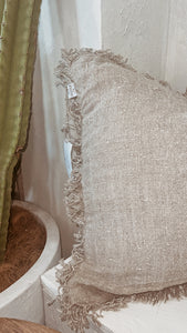Alder Handloomed Cushion Cover with Fringe (reversible)