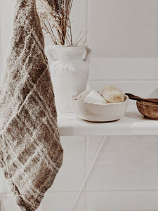 Angaston Handloomed linen Wash Cloth- White Stripe