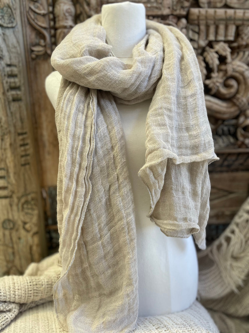 Kelly Mesh Linen Scarf Natural