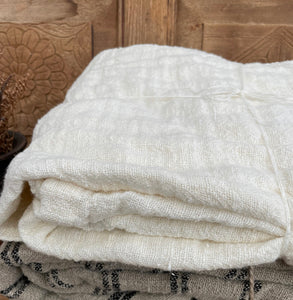 Bed Throw/Table Cloth - Ivory-Angaston Handloomed 100% Linen 150x220cm