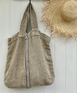Angaston Handloomed Linen Tote Bag With Pocket