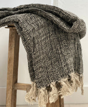 Load image into Gallery viewer, Audrey Heavy Throw- Natural &amp; Black-Mesh Stonewashed 100% Linen 130x190cm
