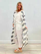 Load image into Gallery viewer, Bella Long Linen Cardigan Black &amp; White Stripe
