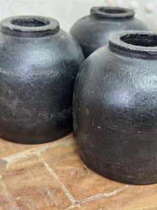 Tiki Wooden Black vase/pot