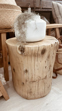 Load image into Gallery viewer, Tree Stump Stool/ side table Faux wood - light oak
