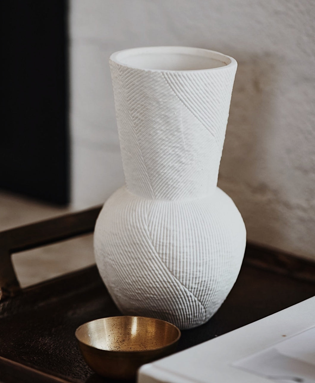 Textured fluted Natural Clay Vase