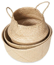 Load image into Gallery viewer, Set Of 3 Foldable Seagrass Baskets - Natural
