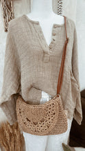 Load image into Gallery viewer, Cross Straw Bag with Tan Handles
