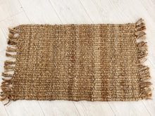 Load image into Gallery viewer, Bohemian Door/Kitchen Mats- 100% Jute handwoven with fringes
