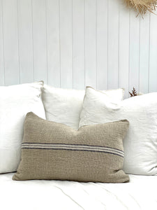 Angaston Handloomed Cushion Cover + Button - Blue Stripe 40x60 cm