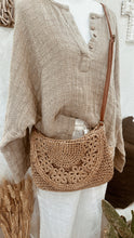 Load image into Gallery viewer, Cross Straw Bag with Tan Handles
