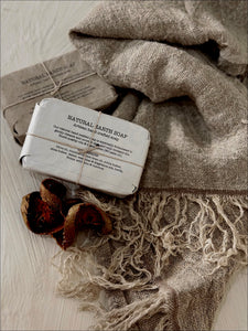 Natural Handloomed 100% linen Hand Towel with frills.