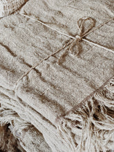 Load image into Gallery viewer, Natural Hand-loomed Linen Throw with Fringe
