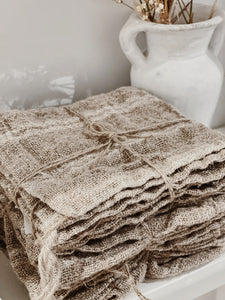 Angaston White Stripe Handloomed linen face towel