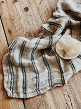 Load image into Gallery viewer, Natural Black/Stripe Linen Tea Towel
