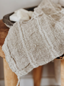 Angaston White Stripe Handloomed linen face towel