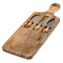Load image into Gallery viewer, Marley Cheese Board with 3 Knives and Rattan Handle - Natural
