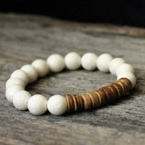 White Lava Stone Beads with Coconut Beads Bracelet