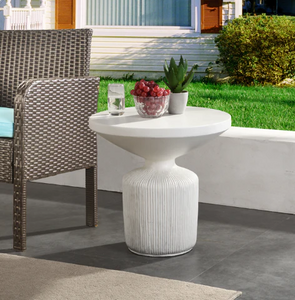 Lahaina Faux Concrete Side Table. (Coconut white)