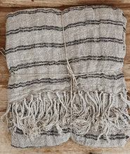 Load image into Gallery viewer, Angaston Handloomed Linen Throw - Black Stripe

