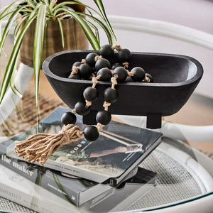 Maya Black Beads With Jute Tassel