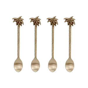 Palm Tree Brass Spoon - Set Of 4