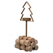 Load image into Gallery viewer, Christmas Tree Tea Light Holder - Medium - Natural/Rust
