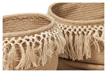 Load image into Gallery viewer, Set of 2 Braided Jute Baskets with Fringes - Natural
