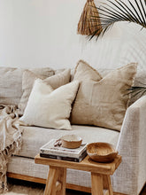 Load image into Gallery viewer, Briar Reversible Frayed Linen Cushion Cover- Natural &amp; White
