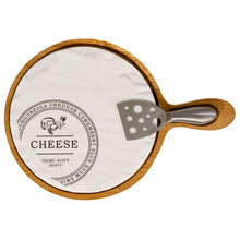 Load image into Gallery viewer, Round Porcelain Cheeseboard on Bamboo Base - White-Natural
