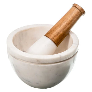 Marble & Wood Mortar and Pestle