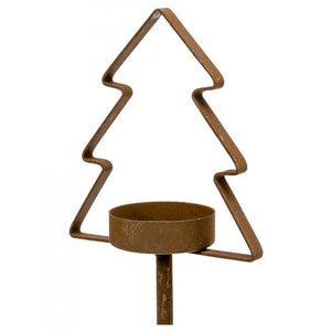 Christmas Tree Tea Light Holder - Medium - Natural/Rust