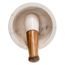 Load image into Gallery viewer, Marble &amp; Wood Mortar and Pestle

