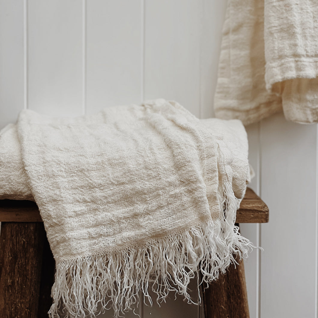 Angaston Handloomed Linen Hand Towel - Ivory