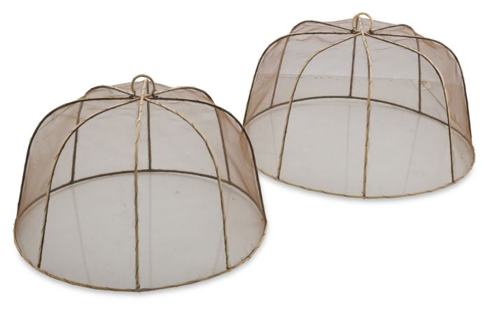 Food Covers (Set Of 2) Natural Net Fabric in Tan and durable Rattan